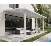 Pérgola-cochera adosada de aluminio y techo de policarbonato - 18,54 m² - blanco - PAZERA