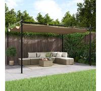 Pérgola con cubierta retráctil gris taupe 395x292x230 cm