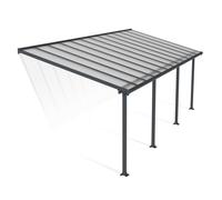 Palram - Canopia Marquesina adosada Olympia (An x Pr: 730 x 300 cm, Gris antracita, Policarbonato, Transparente)