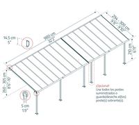 Palram - Canopia Marquesina adosada Olympia (An x Pr: 971 x 300 cm, Blanco tráfico, Policarbonato, Transparente)