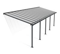Palram - Canopia Marquesina adosada Olympia (An x Pr: 971 x 300 cm, Gris antracita, Policarbonato, Transparente)