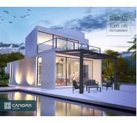 Pérgola de aluminio adosada con cubierta canopia by palram de 370 x 341 cm gris