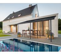 Pérgola de aluminio adosada con cubierta canopia by palram de 555 x 299 cm gris