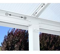 Pérgola de aluminio adosada con protector de pergola canopia by palram de 619 x 300 cm blanco