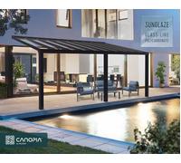 Pérgola de aluminio adosada con protector de pergola canopia by palram de 732 x 341 cm gris
