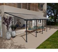 Pérgola de aluminio adosada con protector de pergola canopia by palram de 915 x 300 cm gris