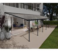 Pérgola de aluminio adosada con protector de pergola canopia by palram de 971 x 300 cm gris