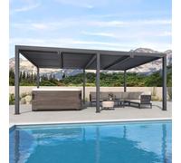 Pérgola de aluminio ajustable con techo con persiana resistente a la intemperie, toldo de patio de 4,24 x 3,68 m, estructura de sombra de jardín para terraza al aire libre, elegante solución de