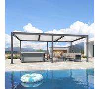 Pérgola de aluminio ajustable con techo de persiana, toldo de jardín resistente a la intemperie para patio y terraza, 4,24 x 3,68 m, solución moderna de sombra para exteriores