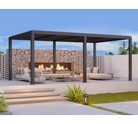 Pérgola de aluminio ajustable, toldo de techo resistente a la intemperie para patio y terraza, 4,24 x 3,68 m, elegante solución de sombra para exteriores