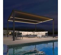 Pérgola de aluminio con techo ajustable - Toldo de jardín resistente a la intemperie para patio y terraza, 4,24 x 3,68 m, elegante solución de sombra