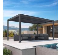 Pérgola de aluminio con techo ajustable - Toldo de jardín resistente a la intemperie para patio y terraza, 4,24 x 3,68 m, elegante solución de sombra