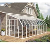 Pérgola de resina adosada canopia by palram sun room de 257 x 632 cm blanco