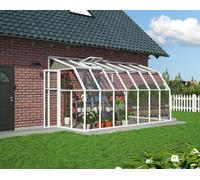 Pérgola de resina adosada con cubierta canopia by palram de 448 x 200.5 cm blanco