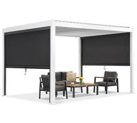 Pérgola de terraza autoportante Lagos 3x4 con persianas laterales Garden Point blancas y antracita de 3 m de longitud
