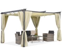Pérgola de terraza beige con cortinas La Palma 3x3 Garden Point