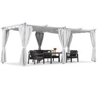 Pérgola de terraza blanca La Palma 3x6m con cortinas Garden Point