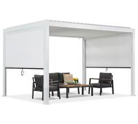 Pérgola de terraza independiente Lagos 3x4 con persianas laterales de 3m Garden Point blanco