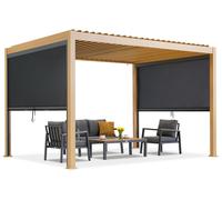 Pérgola de terraza independiente Lagos 3x4 con persianas laterales de madera Garden Point de 3 m - antracita