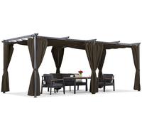 Pérgola de terraza marrón La Palma 3x6m con cortinas Garden Point