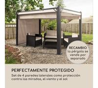 Pérgola Pantheon Cortina set pared lateral de repuesto: 4 paredes 200 g/m² tela de poliéster 3 x 6 m Blumfeldt