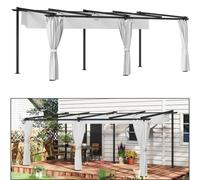 Pérgola retráctil Outsunny 5.8x2.9m techo corredizo UPF30 + paredes laterales