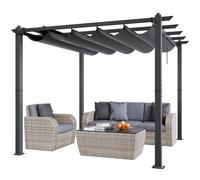 Pérgola retráctil para exteriores VEVOR de 10' x 10' con dosel, pérgola de aluminio con dosel retráctil, pérgola moderna con toldo parasol para patios, jardines, terrazas, patios traseros (gris)