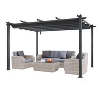 Pérgola retráctil para exteriores VEVOR de 10' x 13' con dosel, pérgola de aluminio con dosel retráctil, pérgola moderna con toldo parasol para patios, jardines, terrazas, patios traseros (gris)