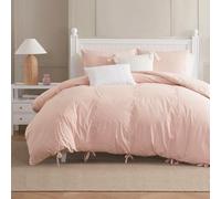 Peri Home Bow Bedding Cottage Core Vintage Country - Juego de 2 Piezas de Funda de edredón 100% algodón, tamaño Individual, Lazos de Color Rubor Sasha