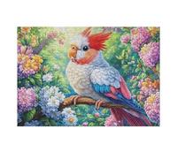 Perico Colorido posado en una Rama en Flor Puzzles 300 Piezas Obra De Arte Decorativa Rompecabezas Familiar para Adultos DIY Creativo Aliviar Estrés Portátil 300 PCS