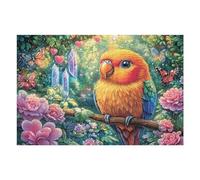 Perico en el Bosque Encantado con Corazones Puzzles 1000 Piezas Obra De Arte Decorativa Rompecabezas Familiar para Adultos DIY Creativo Aliviar Estrés Portátil 1000 PCS