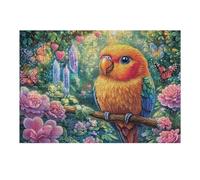 Perico en el Bosque Encantado con Corazones Puzzles 300 Piezas Estera Portátil Plegable Rompecabezas para Adultos Desafío Intelectual Aliviar Estrés Decoración Hogar 3D 300 PCS