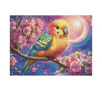 Perico en una Rama bajo la luz de la Luna Puzzles 500 Piezas Estera Portátil Familiar Grande Rompecabezas para Adultos Aliviar Estrés 3D Maquetas Construir DIY Moderno 500 PCS