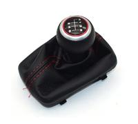 Perilla cambio Perilla De Palanca De Cambios Para A4 B6 B7 2000-2008, Manual, De 5 Y 6 Velocidades, Con Cubierta De Cuero Antipolvo. Palanca Cambios(6 Speed-Red 01)
