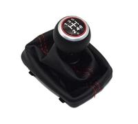 Perilla Cambio Perilla De Palanca De Cambios para A4 B6 B7 2000-2008, Manual, De 5 Y 6 Velocidades, con Cubierta De Cuero Antipolvo. Palanca Velocidad(5 Speed-Red 01)