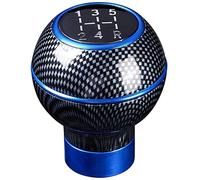 Perilla Cambio Perilla Palanca Cambios Aluminio con Aspecto Fibra Carbono Azul Compatible con Vehículo Transmisión Manual Universal 5 Velocidades con 3 Adaptadores Goma Pomo Cambio Marchas
