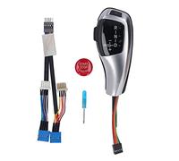 Perilla de cambio automático con LED, repuesto para Z4 E85/E86 2001-2008, lado izquierdo del conductor, con botón rojo; palanca de cambios de cuero PU con indicador de marcha (Plata galvanizada)