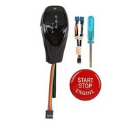 Perilla de cambio de marchas LED Perilla de cambio de marchas automática para automóvil con botón de inicio rojo con un para Serie 5 E39 Sedan Touring 1997 a 2002 Volante a la (Negro brillante)