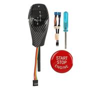 Perilla de cambio de marchas LED Perilla de cambio de marchas automática para automóvil con botón de inicio rojo con un para Serie 5 E39 Sedan Touring 1997 a 2002 Volante a la (Patrón de fibra de