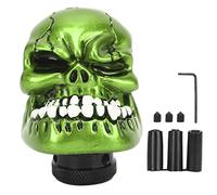 Perilla de cambio manual Skull Head Stick, cabezal de cambio de marchas, adaptadores de palanca de cambios modificados de 8MM/10MM/12MM(Verde)