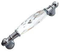 Perilla de cristal, tiradores de cajón, perillas de manija de gabinete de vidrio, tiradores de tocador, manijas de puerta, herrajes de cocina de cromo pulido) ( Size : Length: 5.7" (145 mm)/C-C: 5" (1