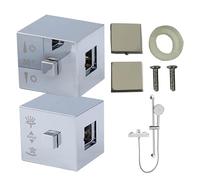 Perilla De Ducha 1 Juego Manija De Ducha Plateada Reemplazo Manija De Grifo De Ducha Pulida Manija De Ducha Termostática Cuadrada Reemplazo De Perilla De Ducha Kit De Válvula De Ducha Manija De Grifo