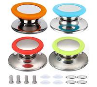 Perilla de Reemplazo de Tapas, 4Pcs Asa para Tapas de Ollas de Cocina, Tapa de la Olla Cubierta de la Manija, Manija de la Perilla de la Tapa, para Pomo, Utensilios de Cocina (4 Colores)