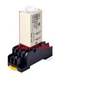 Perilla giratoria de retardo de encendido DPDT 5S/10S/30S/60S/3M/5M/10M/30M Relé temporizador CA 110 V 220 V 380 V H3Y-2 con base de enchufe(H3Y2 Base,AC220V_0-5 MINUTE)