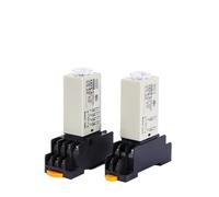 Perilla giratoria de retardo de encendido DPDT 5S/10S/30S/60S/3M/5M/10M/30M temporizador relé de tiempo AC 24V 220V 380V H3Y-2 con enchufe Base(VoltageAC220V,10S)