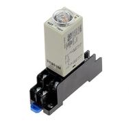 Perilla giratoria de retardo encendido DPDT 1S/5S/10S/30S/60S/3M/5M/10M/30M Relé temporizador temporización CC 12 V H3Y-2 con base enchufe PYF08A(0-10 Seconds)