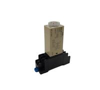 Perilla giratoria DPDT 10S/30S/60S/3M/5M/10M/30M/60M temporizador de retardo relé tiempo AC220V DC24V 12V H3Y-2 con enchufe Base(DC24V,10Min)
