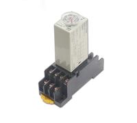 Perilla giratoria DPDT 1S/5S/10S/30S/60S/3M/5M/10M/30M temporizador relé de tiempo de sincronización AC/DC 6V 12V 24V 36V 110V 220V H3Y-4 con enchufe Base 1 Uds(0-3 Minute AC220V)