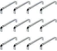 Perilla Manija Tiradores de puerta Manijas cuadradas for gabinetes de cocina Tiradores de cajones de aleación de aluminio Herrajes for gabinetes de cocina Cromado, Agujero central de 128 mm, 12 piezas