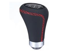 Perilla Palanca Cambios Universal 6 Velocidades Para Coche Palanca De Cambios Manual Cuero PU Cosido En Rojo Y Negro Funda Pomo cambios marcha